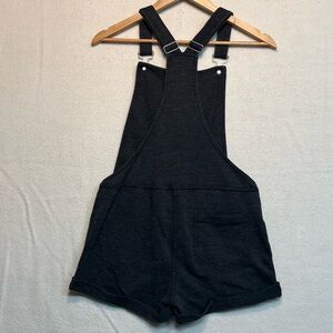 Cotton Bib Overalls Shortalls Romper Jumpsuit Heather Black Cottagecore, Boho XL
